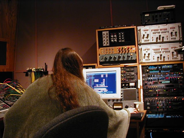 Happy Rhodes at the console during the recording of Find Me - Dangerous Music  Recording Studios - New York City - 2001